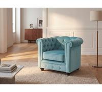 Fauteuil en velours CHESTERFIELD - Bleu pastel