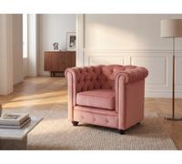 Fauteuil en velours CHESTERFIELD - Rose pastel