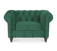 Fauteuil Chesterfield velours - Vert