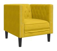 Fauteuil Chesterfield vidaXL Jaune Velours, Chaise de Canapé, Fauteuil de Baignoire, Confortable