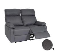 Fauteuil cinéma 2 places HWC-L93, Fauteuil relax Canapé TV, accoudoir Fonction couchage Nosagfederung Tissu/textile gris foncé