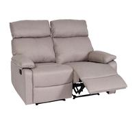 Mendler Fauteuil cinéma 2 places HWC-L93, accoudoir fonction couchage, tissu textile gris-brun