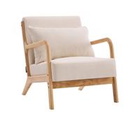 Fauteuil "Clinton" en bois style scandinave - Lin - Beige