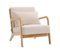 Fauteuil "Clinton" en bois style scandinave - Lin - Beige