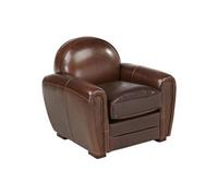 Fauteuil club en cuir vieilli BAUDOIN - Chocolat