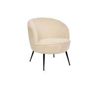 Fauteuil club avec pieds métal noir, coloris Beige - Longueur 63 x Profondeur 69 x Hauteur 71 cm - -