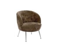 Fauteuil club avec pieds métal noir, coloris Marron - Longueur 63 x Profondeur 69 x Hauteur 71 cm - -