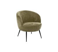 Fauteuil club avec pieds métal noir, coloris vert olive - Longueur 63 x Profondeur 69 x Hauteur 71 cm - -