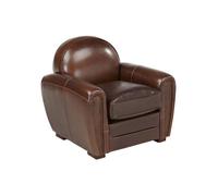 Vente-unique Fauteuil Club en Cuir Vieilli Baudoin - Chocolat