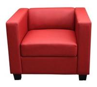 Fauteuil Club / Lounge Lille, 86x75x70cm, simili-cuir, rouge Rouge G