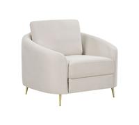 Fauteuil Club Rétro en Tissu Rembourré Pieds Dorés Beige Clair Trosa