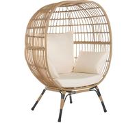 Fauteuil cocon en rotin avec coussins beiges VEROLI - BELIANI - Contemporain - Design - Relaxation