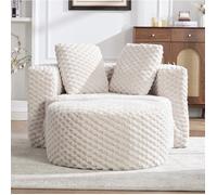 Fauteuil compressé 1 place avec repose-pieds, sans accoudoirs, livré monté pour intérieur, tissu beige - UVRION