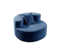 Fauteuil compressé avec accoudoirs et coussin, sans montage, retour rapide, en tissu côtelé bleu 112 × 105 × 59 cm