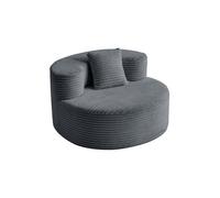 Fauteuil Compressé sans Montage avec Coussin, Garnissage Mousse, Tissu Côtelé Gris Foncé 112 × 105 × 59 cm - UVRION