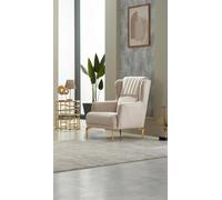 Fauteuil contemporain Salon Fauteuil rembourré Une place Tissu Beige Assise Meubles