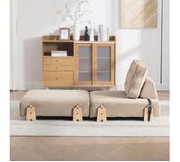 Fauteuil Convertible 1 Place En Velours Côtelé Kaki, Fauteuil Scandinave FloraGrace, Pour Chambre, Avec Couchage D'Appoint, 90x170cm