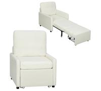 Fauteuil convertible 1 place - HOMCOM - rangement caché, assise large et rembourrée - polaire Teddy - 72 x 85,5 x 91 cm - crème