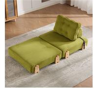 Fauteuil convertible 1 place style scandinave en lit, dossier rembourré, velours côtelé, bois, vert olive - UVRION