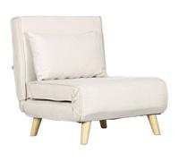 Fauteuil convertible 3 en 1 - Canapé lit 1 place - Dossier 6 positions - Tissu effet lin - Structure métal