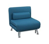 Fauteuil convertible 3 en 1 chauffeuse lit avec coussin bleu canard