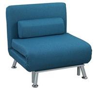 HomCom Fauteuil convertible 1 place 3 en 1 – dossier 5 positions, coussin, charge 150 kg, bleu