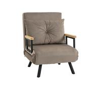 HOMCOM Fauteuil Convertible 1 Place Oreiller Siège Rembourré Marron | Fauteuil-Lit Chauffeuse 3 en 1, Dossier Réglable 5 Positions, Tissu Aspect Velours, Canapé-Lit pour Invités, Salon, Bureau
