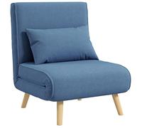 Fauteuil convertible 3 en 1 - HOMCOM - fauteuil lit et chauffeuse 1 place - dossier inclinable 5 positions - coussin - bleu