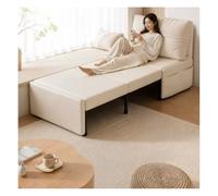 Fauteuil Convertible avec Lit Gigogne, Tissu Velours Couleur Lait | Canapé-lit Convertible 3-en-1, Extension De Couchage / Module Juxtaposable, Rembourrage En Mousse(White/57cm,40x199 cm)