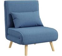 Fauteuil convertible design scandinave - fauteuil relax chauffeuse - dossier inclinable réglable, coussin - bois tissu bleu Bleu G