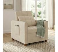 IDMarket - Fauteuil Convertible Emile lit d'appoint 1 Place 69 x 170 cm Tissu Chenille Beige