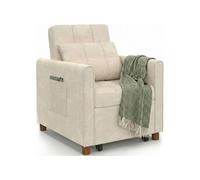 Fauteuil convertible EMILE lit d'appoint 1 place 69 x 170 cm tissu chenille beige