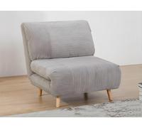 Fauteuil convertible en velours côtelé PALULA - Gris clair