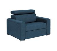 Fauteuil convertible express en tissu bleu - Couchage à lattes larges 70 cm - Matelas 14 cm VIZIR