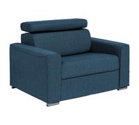 Fauteuil convertible express en tissu bleu - Couchage à lattes larges 70 cm - Matelas 14 cm VIZIR