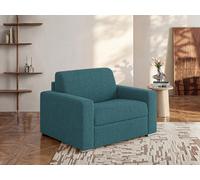 Fauteuil convertible express en tissu chiné bleu - Couchage à lattes larges 70 cm - Matelas 18 cm - CALITO