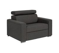 Vente-unique - Fauteuil Convertible Express en Tissu Gris - Couchage à Lattes Larges 70 cm - Matelas 18 cm - Appuie-tête