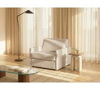 Fauteuil convertible express en tissu texturé beige - Matelas 14 cm CALIFE