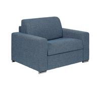Vente-unique - Fauteuil Convertible Express en Tissu texturé Bleu - Couchage à Lattes Larges 70 cm - Matelas 14 cm - CALITO