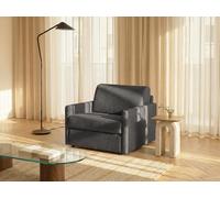 Fauteuil convertible express en tissu texturé gris - Matelas 14 cm CALIFE