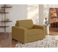 Fauteuil convertible express en tissu texturé jaune - Couchage à lattes larges 70 cm - Matelas 14 cm - CALITO