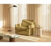 Fauteuil convertible express en tissu texturé jaune - Matelas 14 cm CALIFE