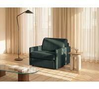 Fauteuil convertible express en tissu texturé vert sapin - Matelas 14 cm CALIFE