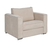 Fauteuil convertible express en velours côtelé beige - Couchage 70 cm - Matelas 14 cm - LORETO