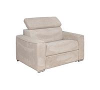 Fauteuil convertible express en velours côtelé beige - Couchage 70 cm - Matelas 18 cm VIZIR