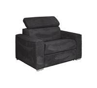 Vente-unique - Fauteuil Convertible Express en Velours côtelé Gris - Couchage 70 cm - Matelas 14 cm - - Appuie-tête