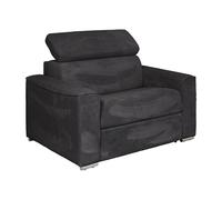 Fauteuil convertible express en velours côtelé gris - Couchage à lattes larges 70 cm - Matelas 14 cm VIZIR