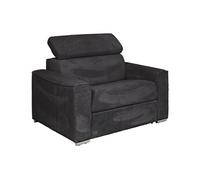 Vente-unique - Fauteuil Convertible Express en Velours côtelé Gris - Couchage à Lattes Larges 70 cm - Matelas 18 cm - Appuie-tête
