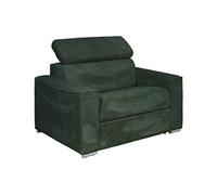 Vente-unique - Fauteuil Convertible Express en Velours côtelé Vert Sapin - Couchage 70 cm - Matelas 18 cm - Appuie-tête