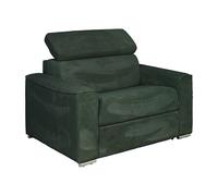 Fauteuil convertible express en velours côtelé vert sapin - Couchage à lattes larges 70 cm - Matelas 14 cm VIZIR